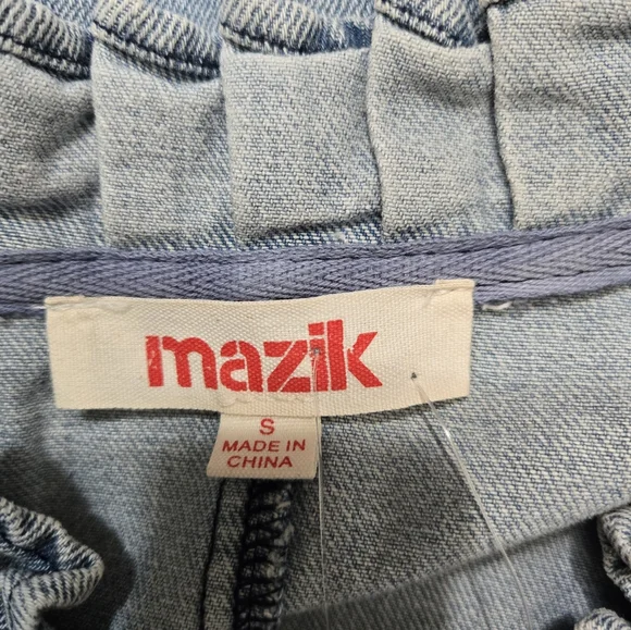 MAZIK NWT Ruffled Denim Button Up Jacket. Size Small - Picture 9 of 12